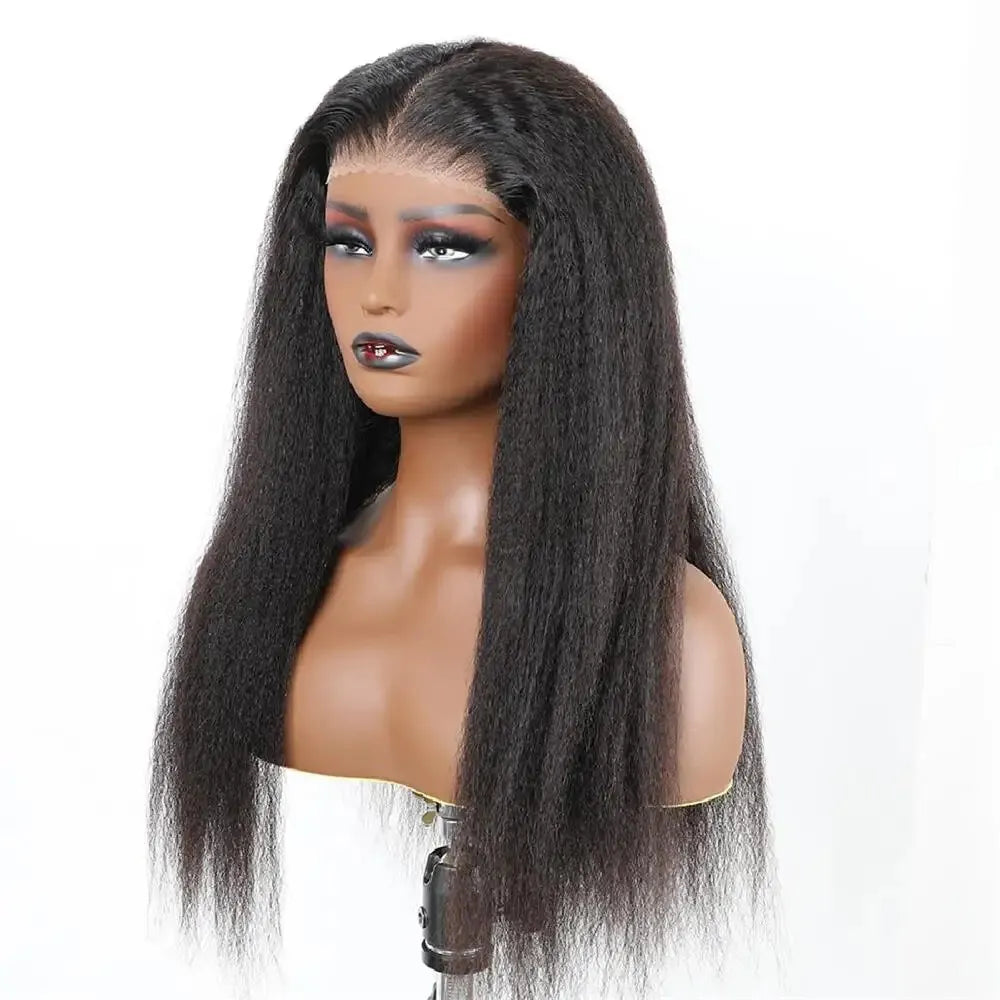 Kinky Straight Transparent Lace Front Wig Brazilian Human Hair Wigs For Women